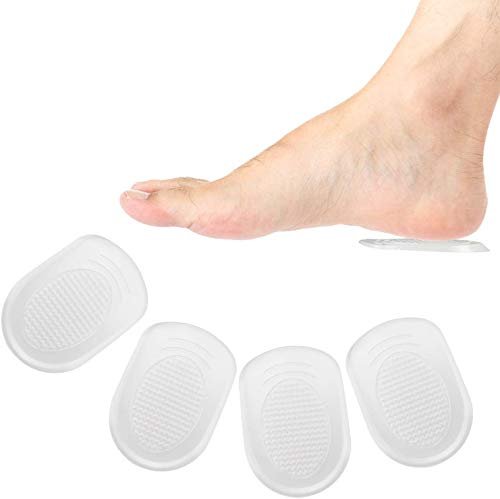LOVE MEI Silikon-Fersengel-Einlagen – Stoßdämpfende Fersenpolster bei Plantarfasziitis, Fersenschmerzen, Knochensporn & Achillessehnenentzündung – 2 Paar (4 Stück), Transparent, Klein