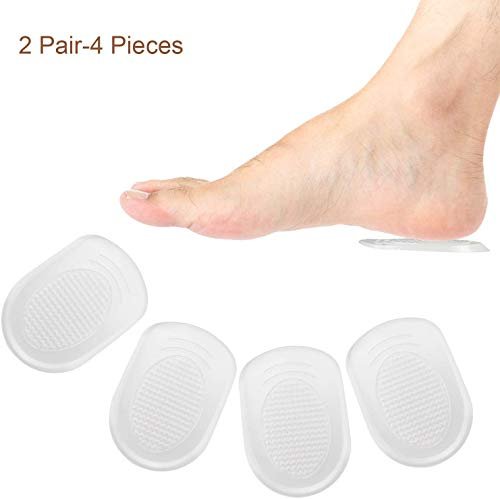 LOVE MEI Silikon-Fersengel-Einlagen – Stoßdämpfende Fersenpolster bei Plantarfasziitis, Fersenschmerzen, Knochensporn & Achillessehnenentzündung – 2 Paar (4 Stück), Transparent, Klein