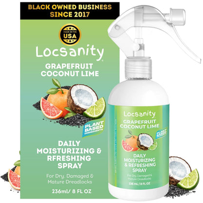 Loc Moisturizing Spray – Locsanity Grapefruit Coconut Lime Täglicher Feuchtigkeitsspray für Locs, Dreads & Braids – Rosenwasser-Skalpfeuchtigkeitsspender – 240 ml