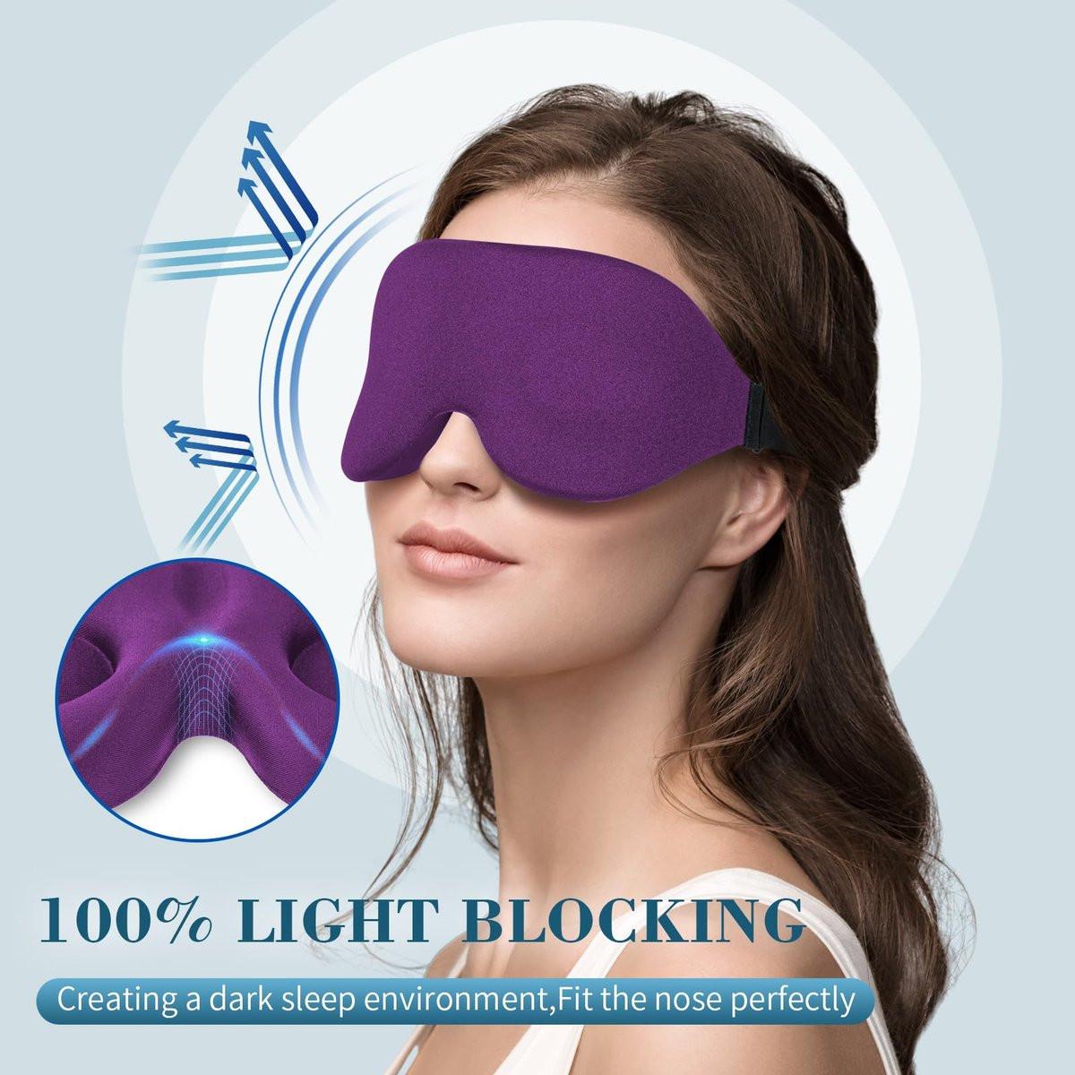 ZGGCD Schlafmaske für Seitenschläfer – Lichtblockierende 3D-Kontur-Schlafbrille für Damen und Herren, Luxus-Augenmaske mit verstellbarem Band für Reisen und Nickerchen, Lila