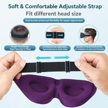 ZGGCD Schlafmaske für Seitenschläfer – Lichtblockierende 3D-Kontur-Schlafbrille für Damen und Herren, Luxus-Augenmaske mit verstellbarem Band für Reisen und Nickerchen, Lila