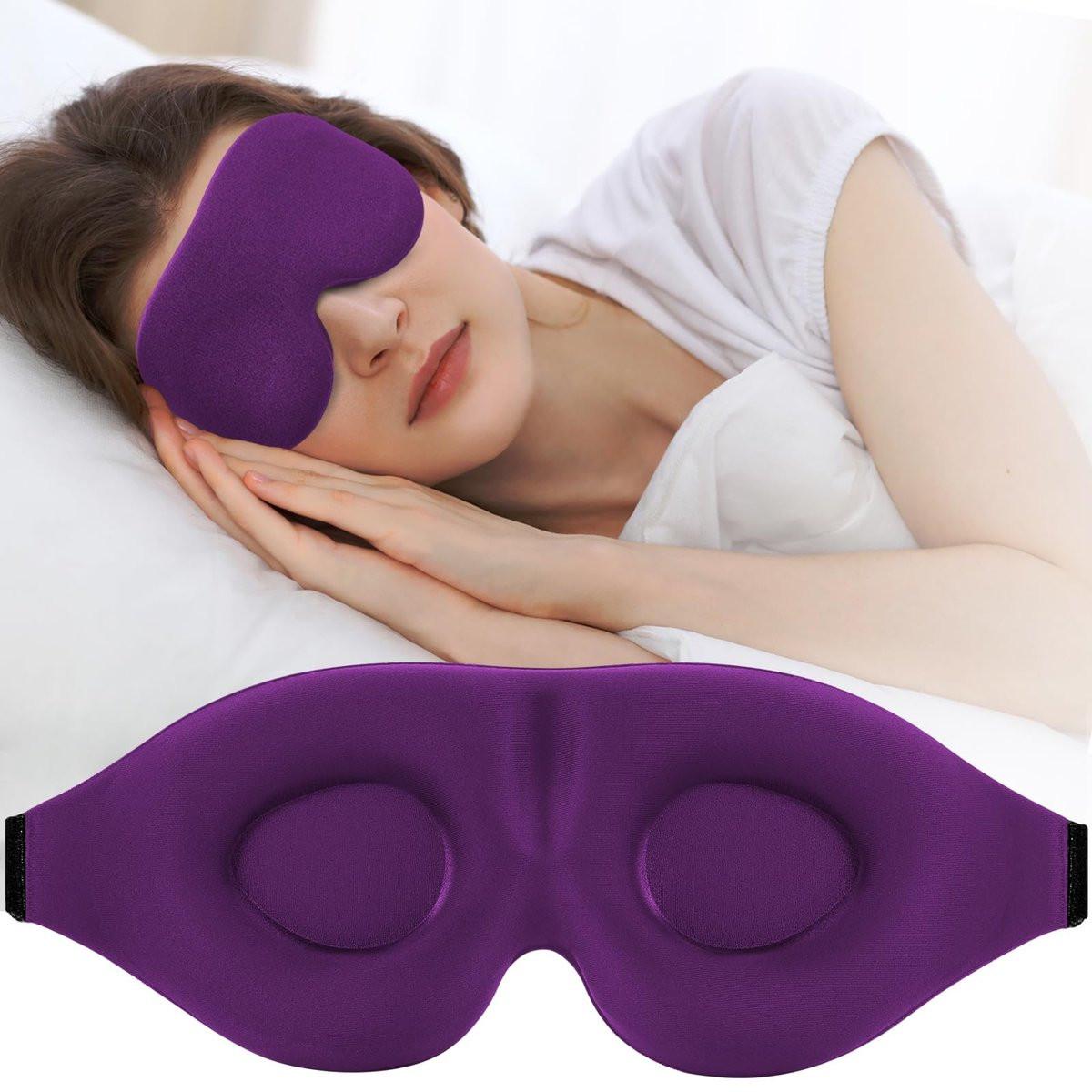 ZGGCD Schlafmaske für Seitenschläfer – Lichtblockierende 3D-Kontur-Schlafbrille für Damen und Herren, Luxus-Augenmaske mit verstellbarem Band für Reisen und Nickerchen, Lila