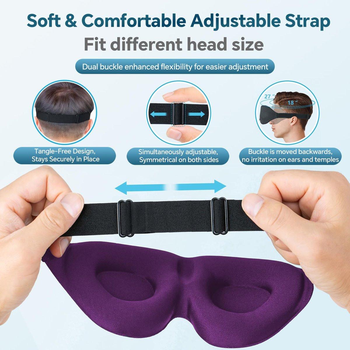 ZGGCD Schlafmaske für Seitenschläfer – Lichtblockierende 3D-Kontur-Schlafbrille für Damen und Herren, Luxus-Augenmaske mit verstellbarem Band für Reisen und Nickerchen, Lila