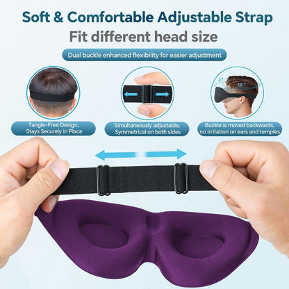 ZGGCD Schlafmaske für Seitenschläfer – Lichtblockierende 3D-Kontur-Schlafbrille für Damen und Herren, Luxus-Augenmaske mit verstellbarem Band für Reisen und Nickerchen, Lila