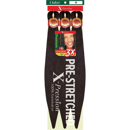 Outre X-Pression Pre Stretched Braid 52" 3x (4 Mittelbraun) – Synthetische Haarverlängerung