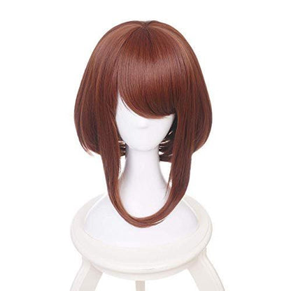 ZGNGLIZ Anime Cosplay Perücke Dunkelgrün Kurz Lockig Synthetikhaar für Männer Kostüm Party & Halloween mit kostenloser Perückenkappe (Braun)
