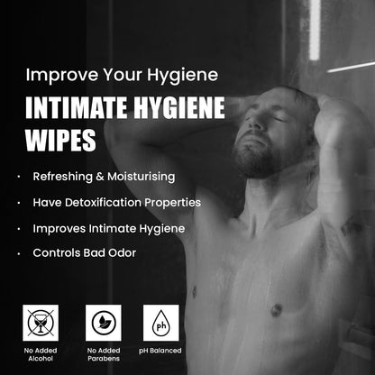 Skin Elements Intimhygiene-Feuchttücher | Unisex | pH-ausgeglichen | mit Teebaumöl und Nieme-Extrakten | 30 einzeln verpackte Tücher | Vor und nach der Intimität
