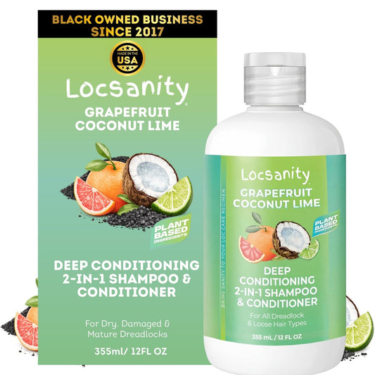 Locsanity Grapefruit Coconut & Lime 2-in-1 Loc Shampoo & Conditioner – 16 oz – Feuchtigkeitsspendend & stärkend für Dreads, Sisterlocks, Locks & Dreadlocks