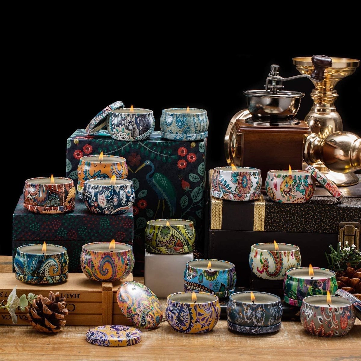 Howemon Duftkerzen Geschenkset, 16er-Pack Reisespender aus natürlichem Sojawachs mit starken ätherischen Ölen für Stressabbau und Aromatherapie