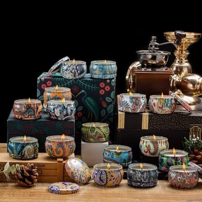 Howemon Duftkerzen Geschenkset, 16er-Pack Reisespender aus natürlichem Sojawachs mit starken ätherischen Ölen für Stressabbau und Aromatherapie