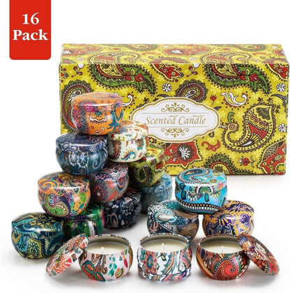 Howemon Duftkerzen Geschenkset, 16er-Pack Reisespender aus natürlichem Sojawachs mit starken ätherischen Ölen für Stressabbau und Aromatherapie
