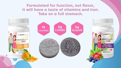 BariatricPal Multivitamin ONE 1 pro Tag! Bariatrisches Multivitamin Kautablette mit 45 mg Eisen - Mischbeere (30 Stück)