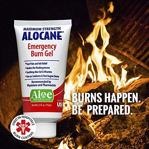 Alocane Max Notfall-Brandgel, 4% Lidocainhydrochlorid, 0,13% Benzalkoniumchlorid, maximale Stärke, Schmerzlinderung, Juckreizlinderung, bei Sonnenbränden, Küchen-, chemischen und erstgradigen Verbrennungen, 2er-Pack mit 74 ml