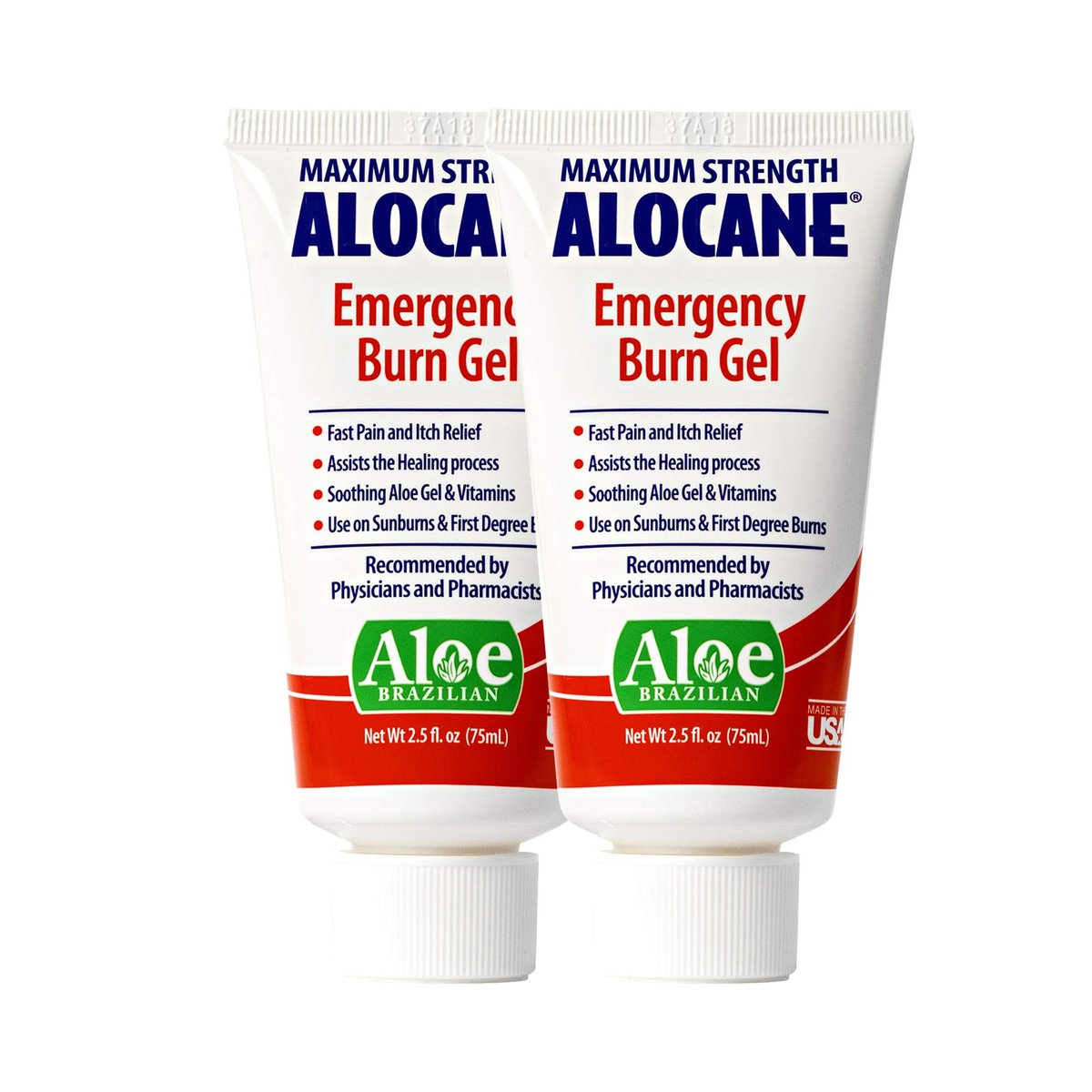 Alocane Max Notfall-Brandgel, 4% Lidocainhydrochlorid, 0,13% Benzalkoniumchlorid, maximale Stärke, Schmerzlinderung, Juckreizlinderung, bei Sonnenbränden, Küchen-, chemischen und erstgradigen Verbrennungen, 2er-Pack mit 74 ml