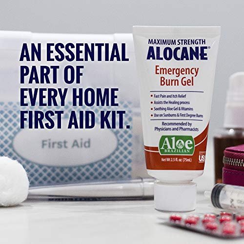 Alocane Max Notfall-Brandgel, 4% Lidocainhydrochlorid, 0,13% Benzalkoniumchlorid, maximale Stärke, Schmerzlinderung, Juckreizlinderung, bei Sonnenbränden, Küchen-, chemischen und erstgradigen Verbrennungen, 2er-Pack mit 74 ml