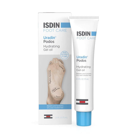 ISDIN Uradin Podos Gel Öl Fußpflegecreme mit 10% Urea für trockene und rissige Füße, feuchtigkeitsspendend, reparierend, schnell einziehend, dermatologisch getestet, 75 ml