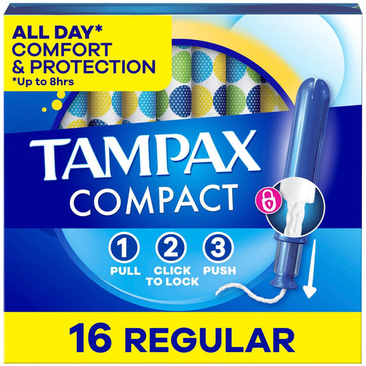 Tampax Compact Pearl Tampons mit LeakGuard-Braid & ausziehbarer Applikator, reguläre Saugstärke, unparfümiert, 16 Stück