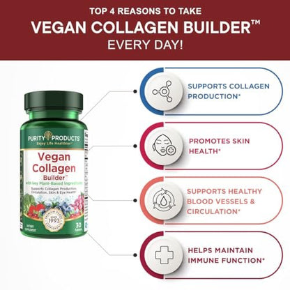 Veganer Collagen Builder – Biologische Vollwertkost aus Obst & Gemüse, Silizium, Lutein, Vitamin C, Biotin, Traubenkern – Aminosäuren Glycin, Lysin & Prolin Collagen-Booster (30 Portionen, Tabletten)