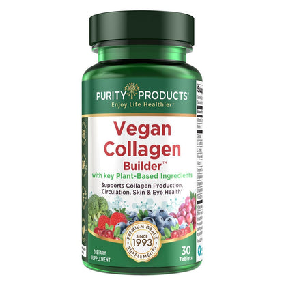 Veganer Collagen Builder – Biologische Vollwertkost aus Obst & Gemüse, Silizium, Lutein, Vitamin C, Biotin, Traubenkern – Aminosäuren Glycin, Lysin & Prolin Collagen-Booster (30 Portionen, Tabletten)