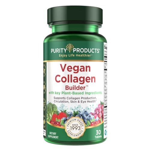 Veganer Collagen Builder – Biologische Vollwertkost aus Obst & Gemüse, Silizium, Lutein, Vitamin C, Biotin, Traubenkern – Aminosäuren Glycin, Lysin & Prolin Collagen-Booster (30 Portionen, Tabletten)