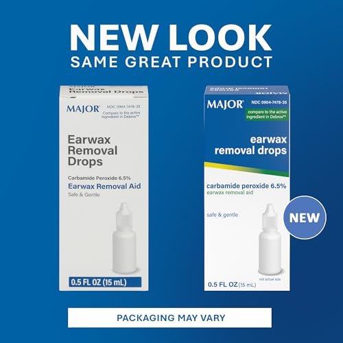 MAJOR Ohrenschmalzentfernungstropfen mit 6,5% Carbamidperoxid – Sanfte & sichere Ohrenreinigung für Erwachsene & Kinder ab 12 Jahren – Ohrenreinigungslösung, 0,5 Fl. Oz. (15 ml) (Packung mit 1)
