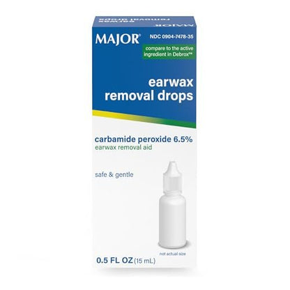 MAJOR Ohrenschmalzentfernungstropfen mit 6,5% Carbamidperoxid – Sanfte & sichere Ohrenreinigung für Erwachsene & Kinder ab 12 Jahren – Ohrenreinigungslösung, 0,5 Fl. Oz. (15 ml) (Packung mit 1)