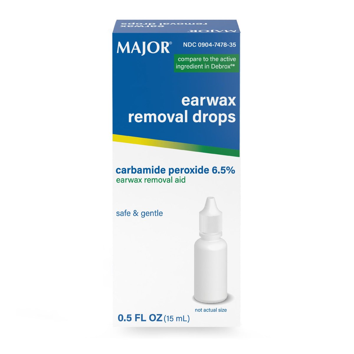 MAJOR Ohrenschmalzentfernungstropfen mit 6,5% Carbamidperoxid – Sanfte & sichere Ohrenreinigung für Erwachsene & Kinder ab 12 Jahren – Ohrenreinigungslösung, 0,5 Fl. Oz. (15 ml) (Packung mit 1)