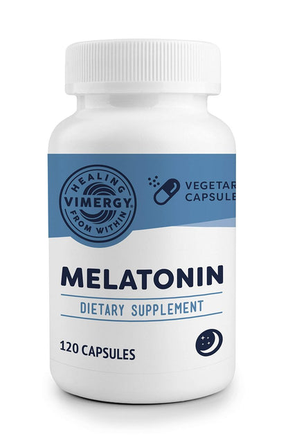 Vimergy Melatonin – Natürliches Schlafmittel – Schlafergänzung – Hilft schneller einzuschlafen & länger durchzuschlafen – Nicht-GVO, glutenfrei, koscher, sojafrei, vegan, paleo (120 Kapseln)