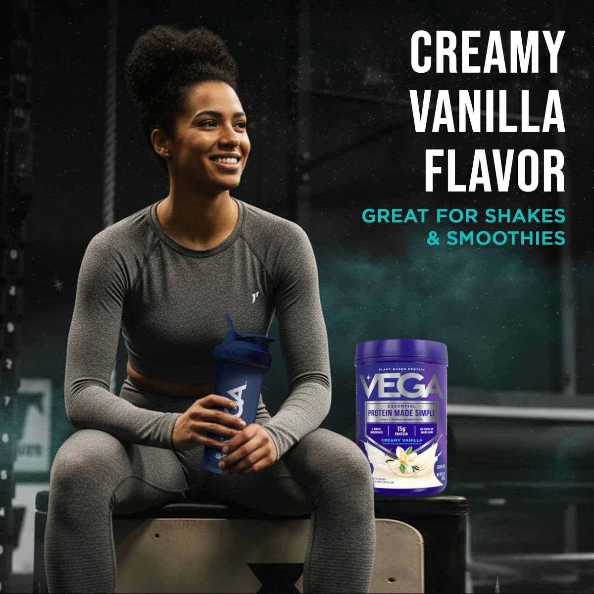 Vega Protein Made Simple Pflanzliches Vanille-Proteinpulver mit 15 g Protein – Stevia-frei, saubere Ernährung – 9,2 oz (10 Portionen)