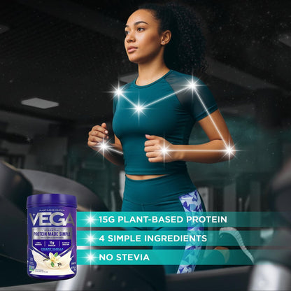 Vega Protein Made Simple Pflanzliches Vanille-Proteinpulver mit 15 g Protein – Stevia-frei, saubere Ernährung – 9,2 oz (10 Portionen)