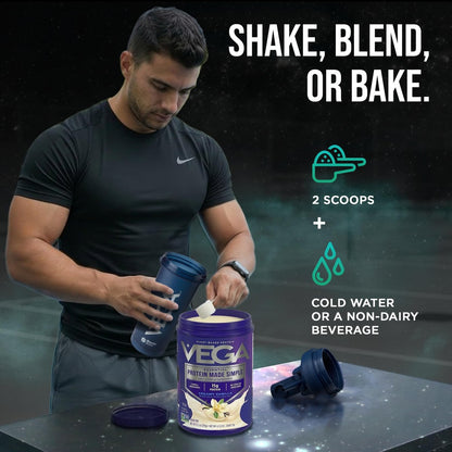 Vega Protein Made Simple Pflanzliches Vanille-Proteinpulver mit 15 g Protein – Stevia-frei, saubere Ernährung – 9,2 oz (10 Portionen)