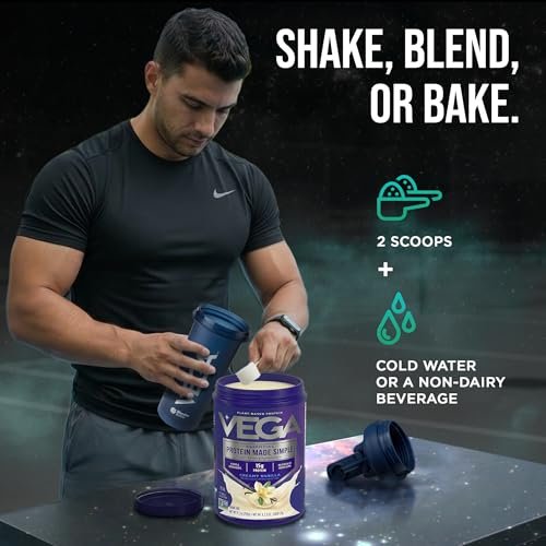 Vega Protein Made Simple Pflanzliches Vanille-Proteinpulver mit 15 g Protein – Stevia-frei, saubere Ernährung – 9,2 oz (10 Portionen)