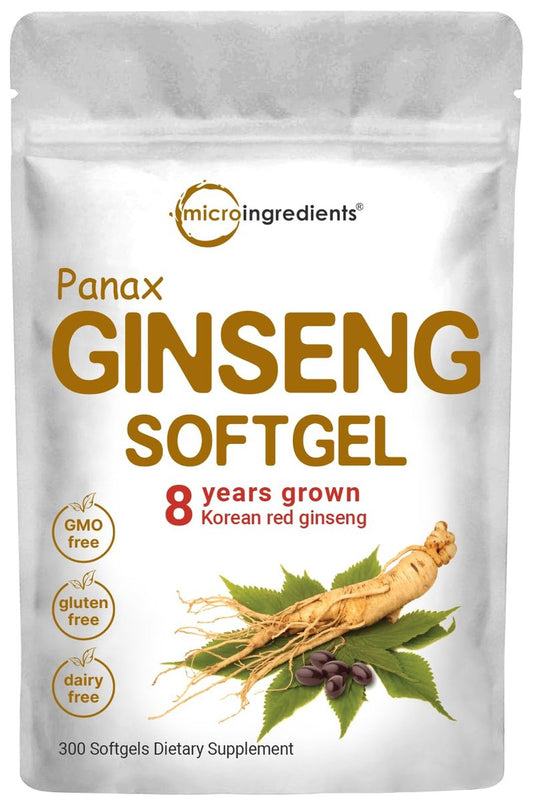 Micro Ingredients Rote Panax Ginseng Nahrungsergänzung 300 Softgels | Hochwirksamer koreanischer Ginsengwurzelextrakt | Unterstützt Energie und Immunsystem | Non-GMO*