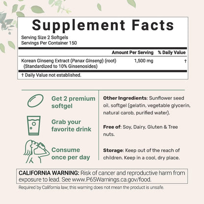Micro Ingredients Rote Panax Ginseng Nahrungsergänzung 300 Softgels | Hochwirksamer koreanischer Ginsengwurzelextrakt | Unterstützt Energie und Immunsystem | Non-GMO*