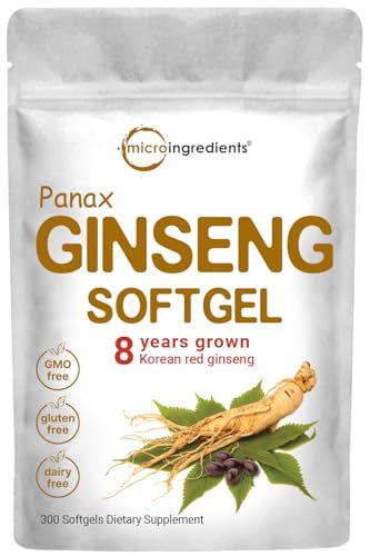 Micro Ingredients Rote Panax Ginseng Nahrungsergänzung 300 Softgels | Hochwirksamer koreanischer Ginsengwurzelextrakt | Unterstützt Energie und Immunsystem | Non-GMO*