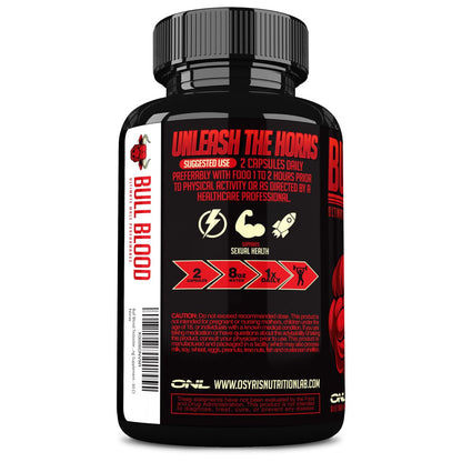 ONL Bull Blood Testosteron-Booster für Männer – Steigerung von Stärke, Ausdauer und Vitalität mit Maca-Wurzel, Bockshornklee, Tribulus Terrestris und Tongkat Ali – 60 Kapseln