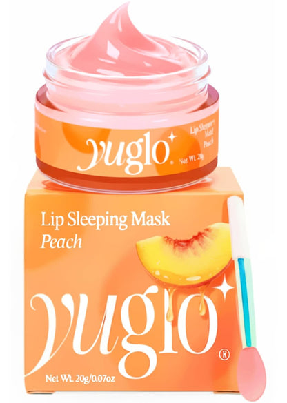 YUGLO Lip Sleeping Mask Pfirsich | Über Nacht Lippenmaske & Lip Gloss Balsam | Feuchtigkeitsspendender Lippenpfleger für trockene Lippen | Lip Plumping mit Glanz-Finish