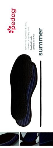 Pedag Summer Einlegesohlen aus reiner Baumwollfrottee, handgefertigt in Deutschland, absorbiert Schweiß & kontrolliert Gerüche, ideal für das Tragen ohne Socken, waschbar, US Damen 8/ Herren 5/ EU 38, Schwarz, 3 Paar