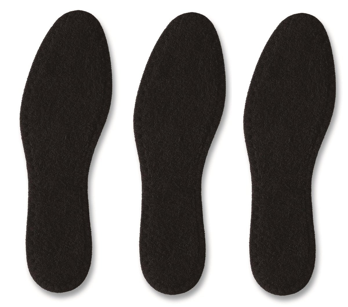 Pedag Summer Einlegesohlen aus reiner Baumwollfrottee, handgefertigt in Deutschland, absorbiert Schweiß & kontrolliert Gerüche, ideal für das Tragen ohne Socken, waschbar, US Damen 8/ Herren 5/ EU 38, Schwarz, 3 Paar