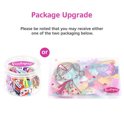 Funtopia 80-teilige Haarklammern für Mädchen - Niedliche Tier- und Fruchtmotive, Metall-Snap-Klammern für Kinder, Teenager und Haustiere