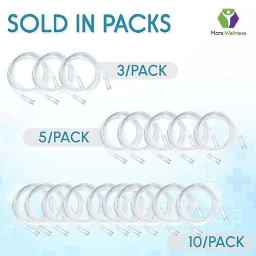 Mars Wellness Sauerstoffschlauch - Premium klarer, knickfester Sauerstoffschlauch - 2,1 m - 3er-Pack