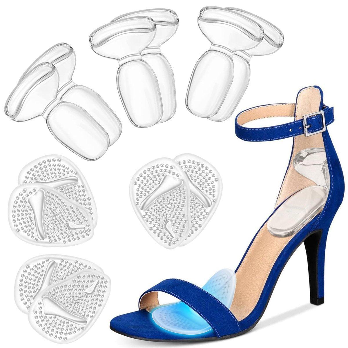 ONUEMP Fersenpolster und Metatarsalpolster für Frauen – 3 Paar Fersenhalter und 3 Paar Ballenpolster, Silikon-Einlegesohlen für High Heels, Blasenprävention bei zu großen Schuhen