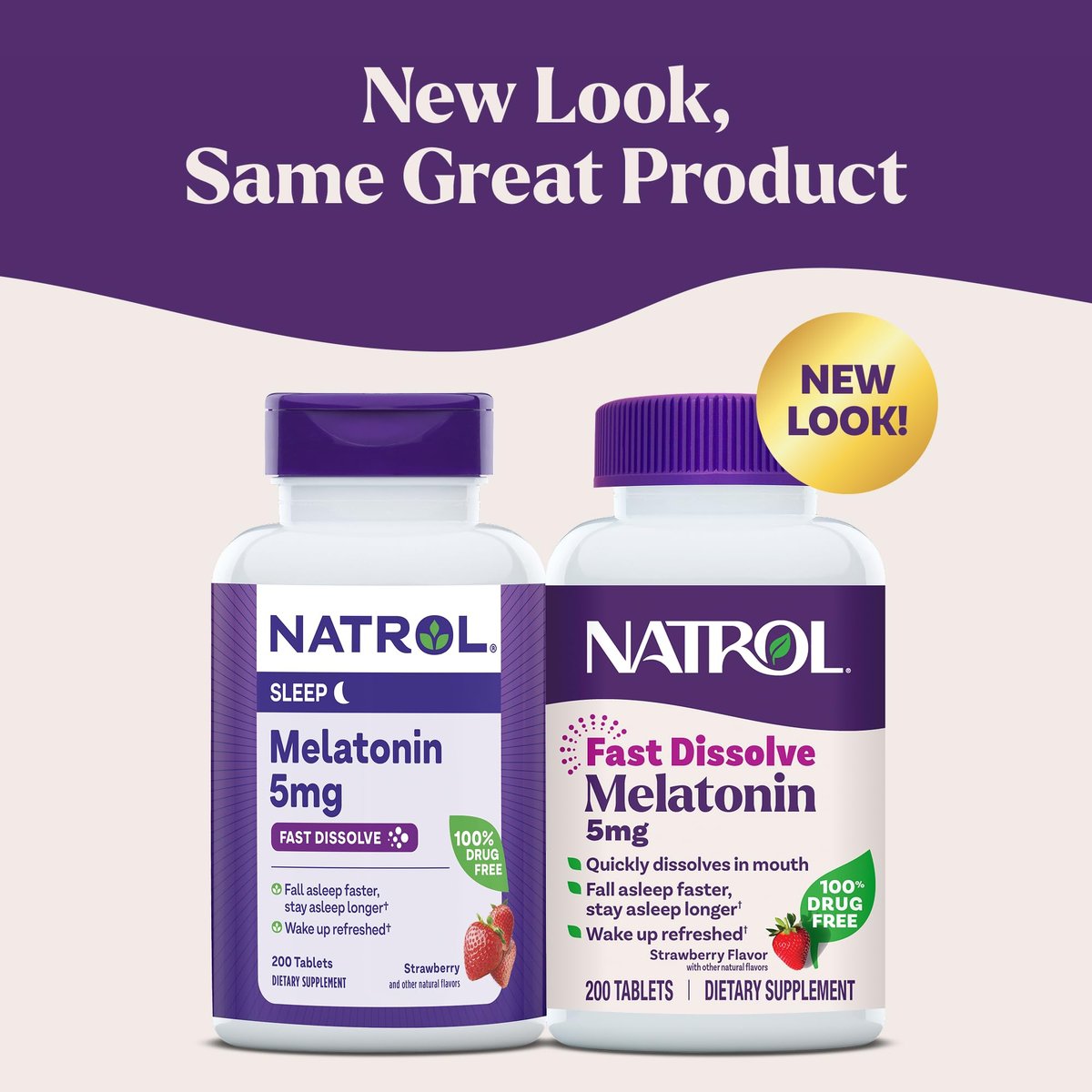 Natrol Melatonin 5mg Fast Dissolve Tabletten – Einschlafhilfe für Erwachsene, Erdbeergeschmack, 200 Tabletten, bis zu 200 Tage Versorgung