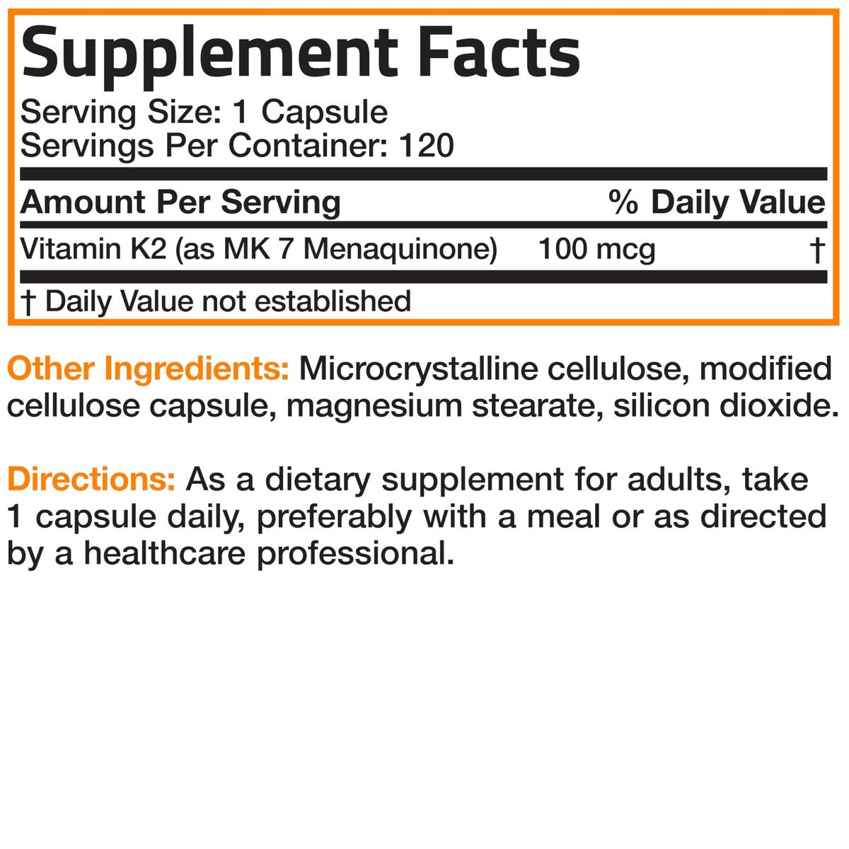 Bronson Vitamin K2 als MK-7 Menaquinon 100 mcg, Nicht-GMO, 120 Kapseln