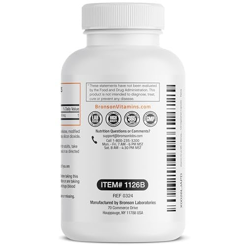 Bronson Vitamin K2 als MK-7 Menaquinon 100 mcg, Nicht-GMO, 120 Kapseln