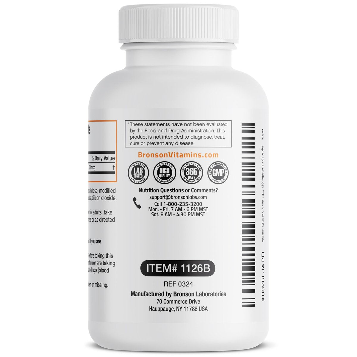 Bronson Vitamin K2 als MK-7 Menaquinon 100 mcg, Nicht-GMO, 120 Kapseln