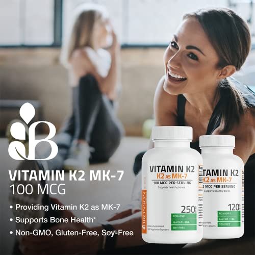 Bronson Vitamin K2 als MK-7 Menaquinon 100 mcg, Nicht-GMO, 120 Kapseln