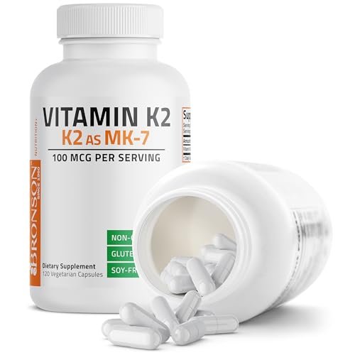 Bronson Vitamin K2 als MK-7 Menaquinon 100 mcg, Nicht-GMO, 120 Kapseln
