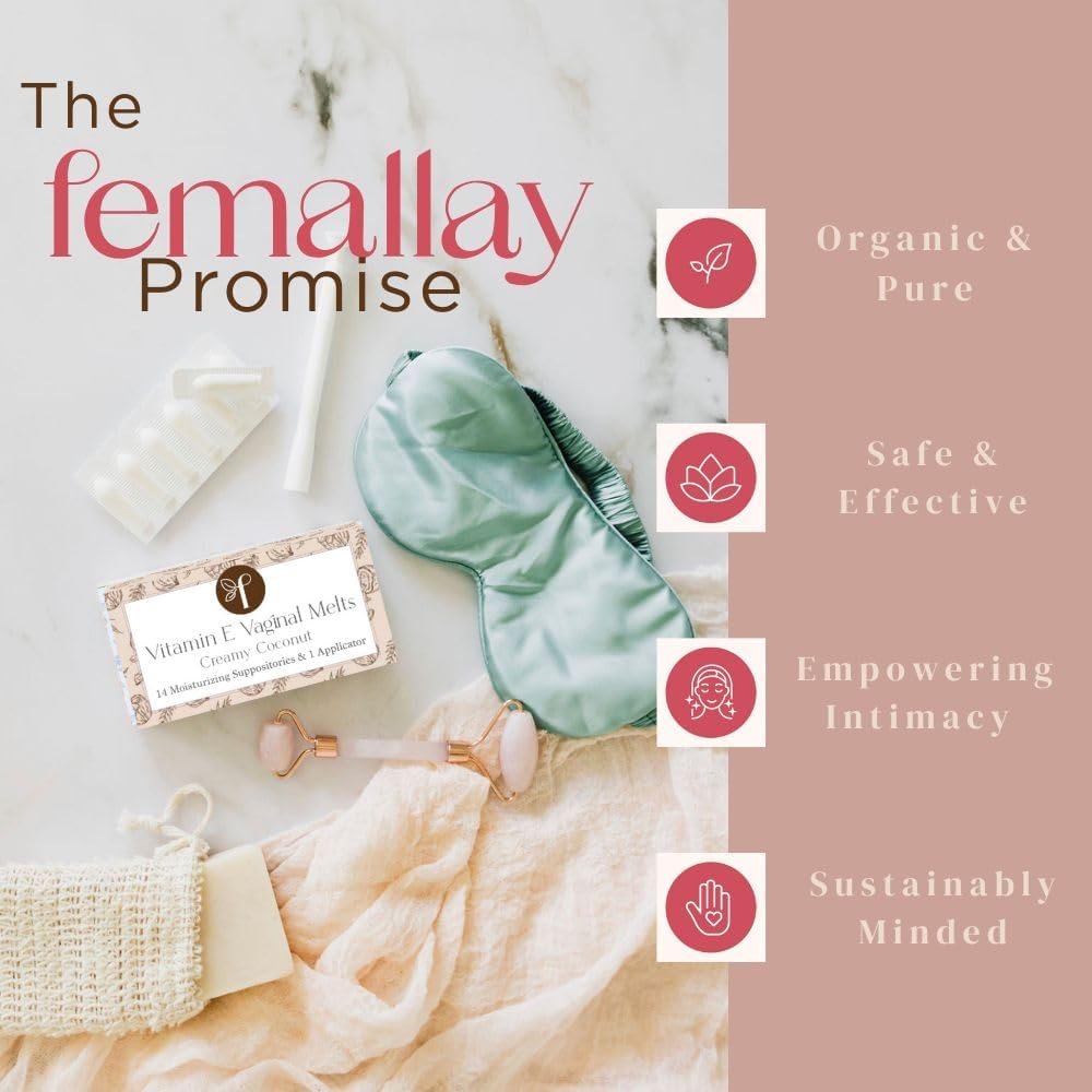 Femallay Bio-Vaginalzäpfchen mit Kokos – Feuchtigkeitsspender & Erfrischung – 14 Stück + Applikator