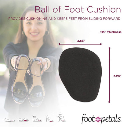Foot Petals Ball of Foot Cushions, Metatarsal Pad, für langanhaltenden Komfort und Entlastung, verhindert Zehenrutschen und Überhang, für Damenabsätze, 3 Paar, Schwarz